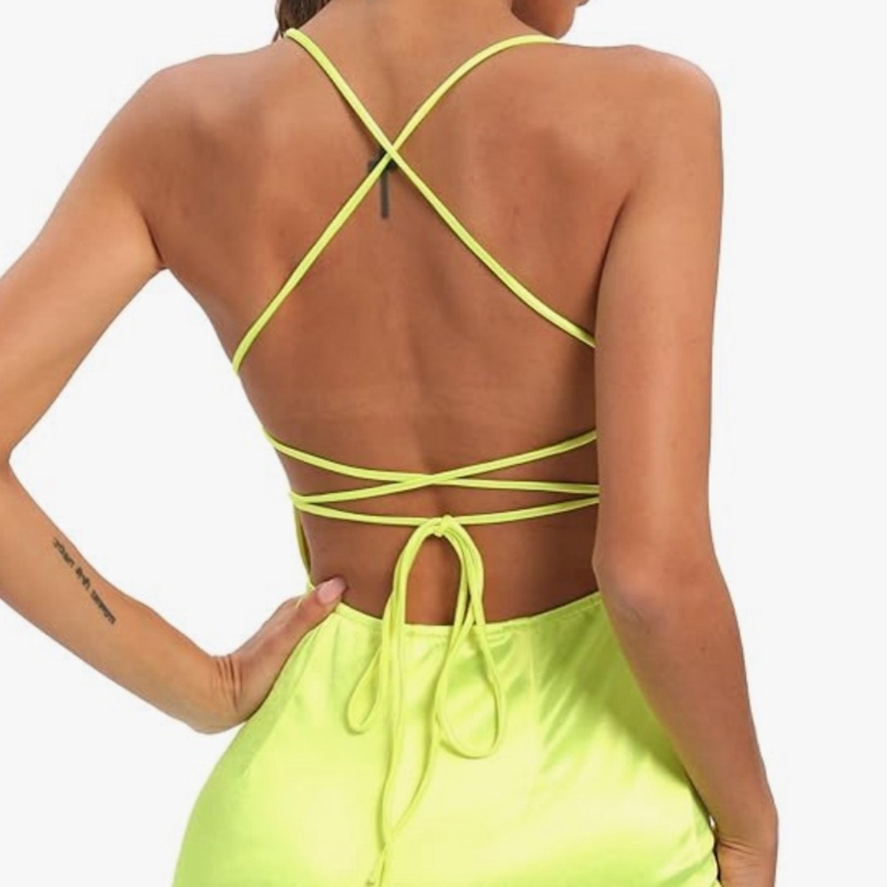 Tennis ball-colored bodycon mini dress. WORN ONCE.